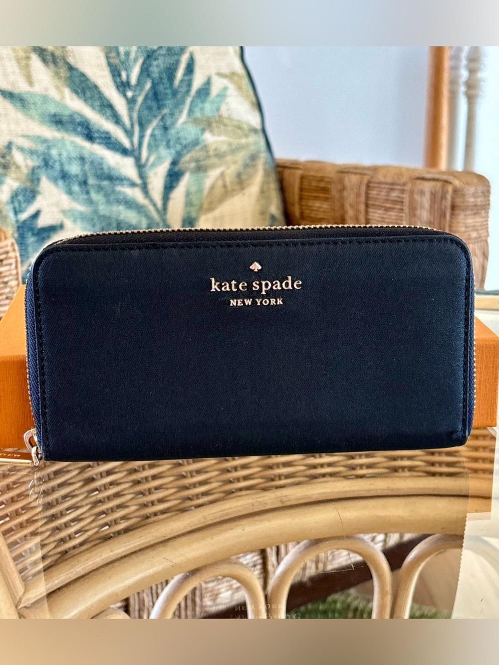Kate Spade New York Saffiano Leather Zip Around Wallet Black